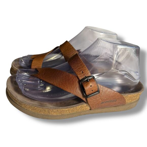 MEPHISTO Helen Womens Toe Loop Sandals US 7 Euro 37 Desert Tan Brown Leather - Picture 2 of 13